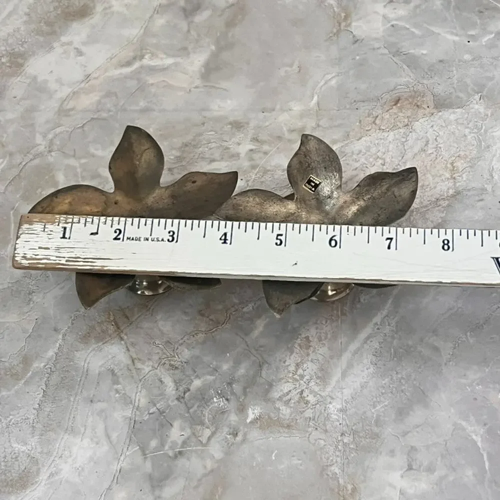 Pair of Vintage Lotus Flower Candlestick Holders Mid Century Modern Decor